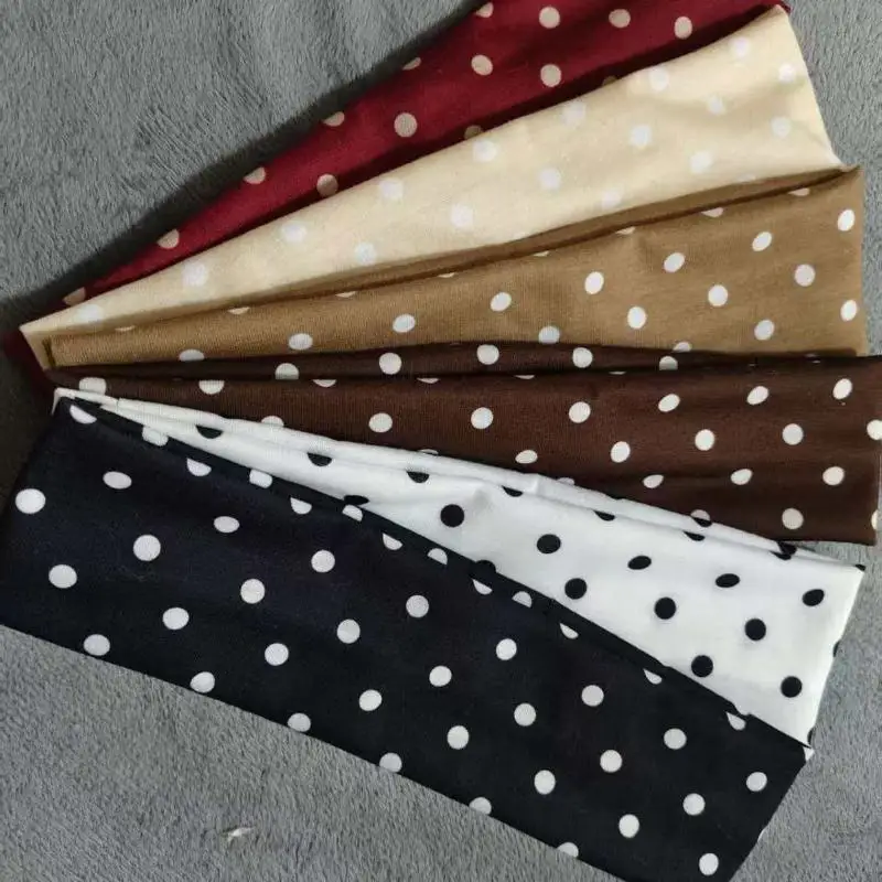 Elastisches Damen-Haarband mit Polka-Dot-Muster, breites, rutschfestes Haarband, Vintage-Haarschmuck mit Punktmuster für den täglichen Gebrauch, Yoga und Hautpflege. – Detail 3