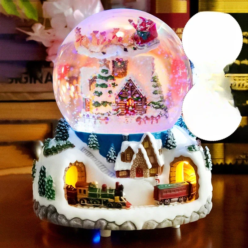 Music box, crystal ball, music box, Christmas girl's birthday gift, girls' children's snow drifting, rotatable charging