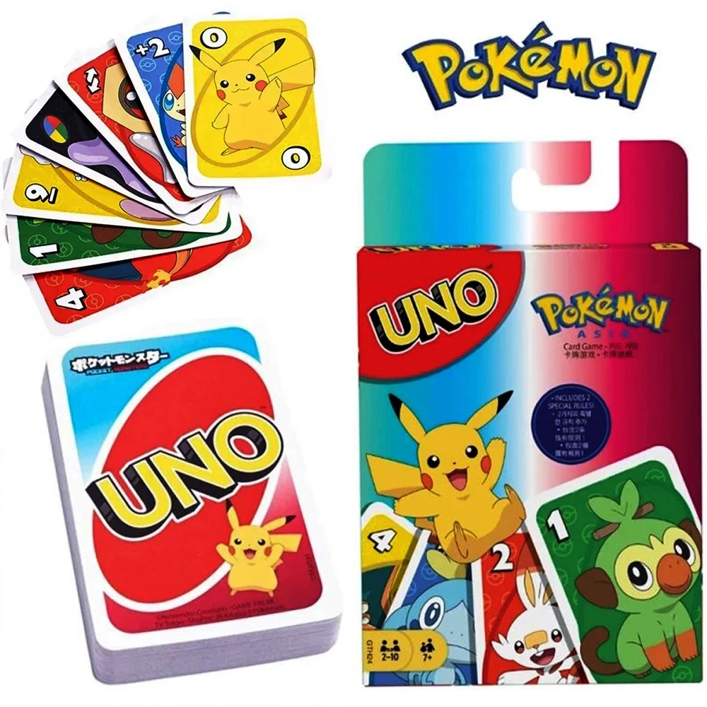 UNO FLIP!  Board Game UNO:SKIP BO Cards Pokemon Pikachu Card Game Multiplayer UNO Card Game Family Party Games Toys Kids Toy