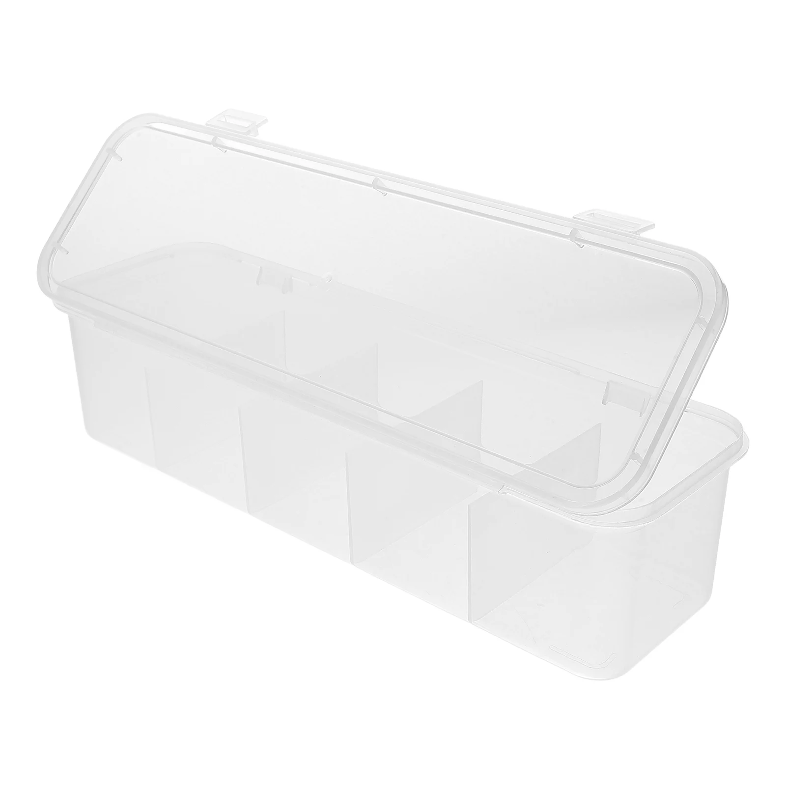 

Tea Bag Storage Box with Lid Compartment PP Bags Plastic Organizer for Coffee Sugar Packets Pantry Kitchen Counter