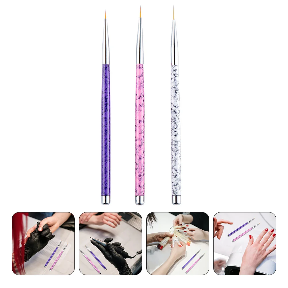 

3Pcs Nail Art Liner Brushes Miniature Painting Brush PP Nylon Material Lightweight Comfortable for Nail Design Manicure Drawing