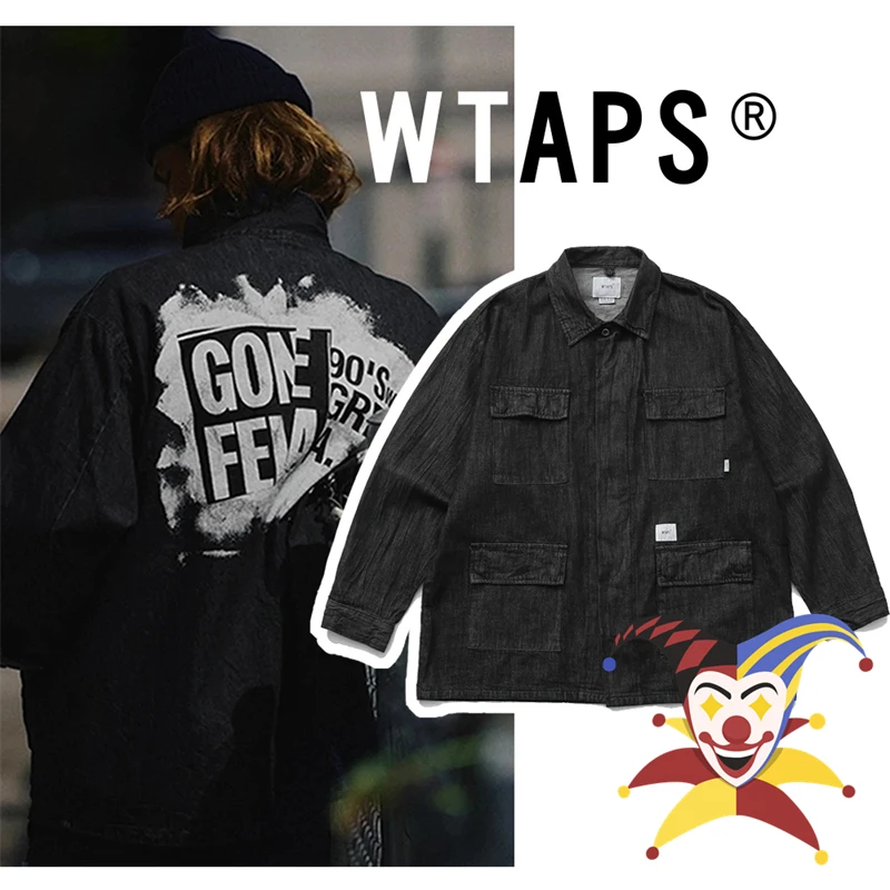 

Wtaps Vintage Denim Jacket For Men Women Graffiti Printing Washed Coat