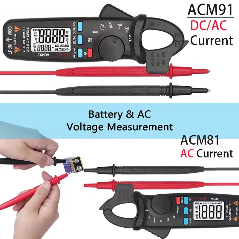 Digital Clamp Meter 1mA Accuracy Ammeter Pliers True RMS DC AC Current Multimeter Car Repair Electrical Temp Capacitor Tester