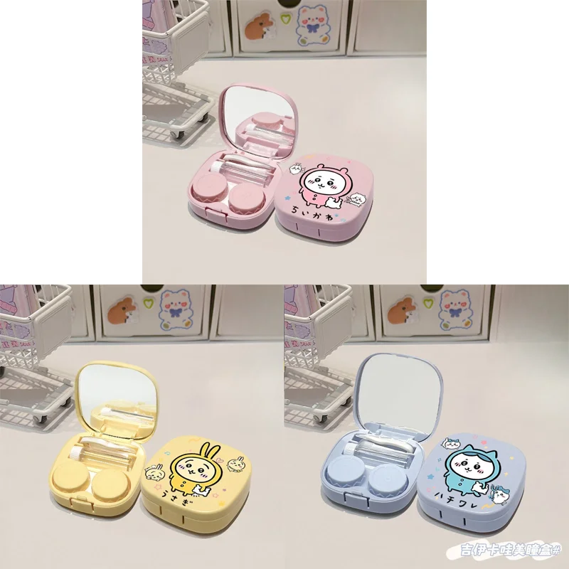 

Chiikawa Contact Lenses Box Cartoon Contact Lens Case with Mirror Fashion Portable Travel Contact Lenses Container Accessories