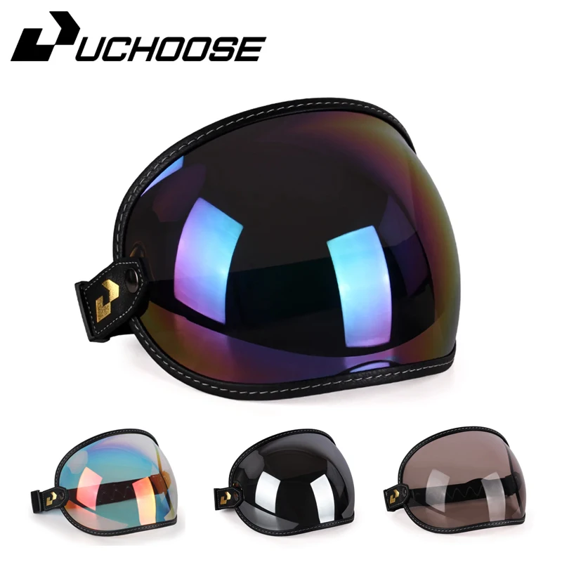 Uchoose gafas Retro para motocicleta, visera de burbuja Universal, protección UV, gafas de montar en moto Vintage, protector de lente de casco