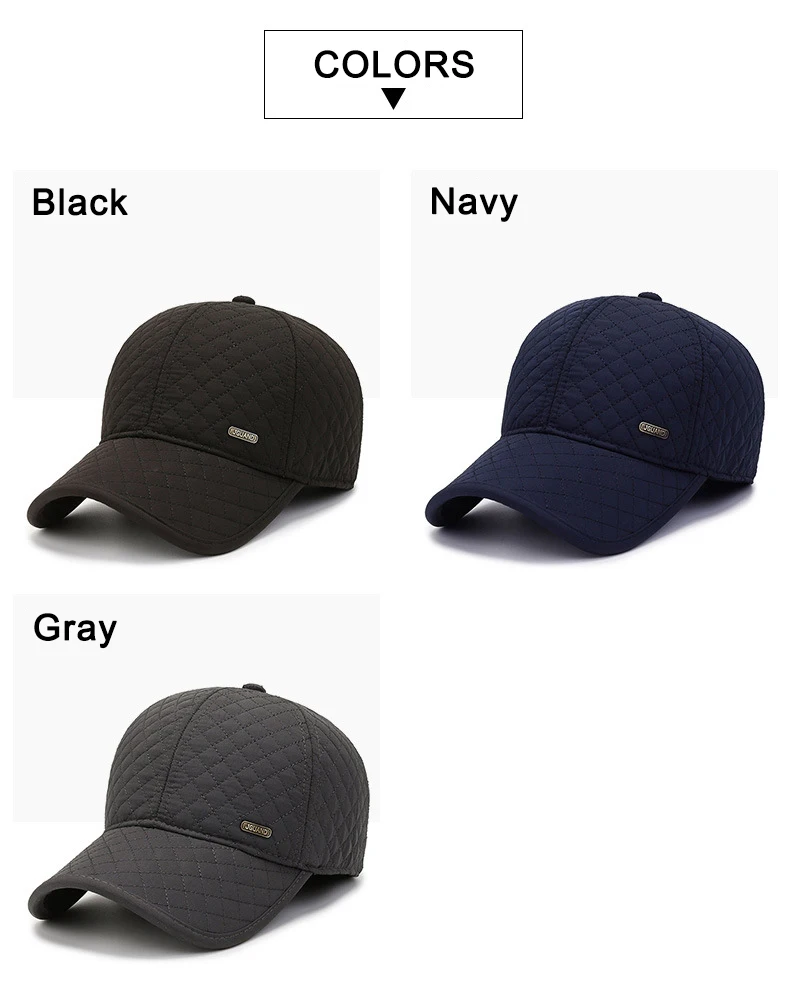 Winter Dicker Baseball Kappe Für Männer Mit Ohrenklappen Warm Halten Baumwolle Snapback Kappe Männlichen Vater Hut Ohr Schutz Casquette – Detail 2