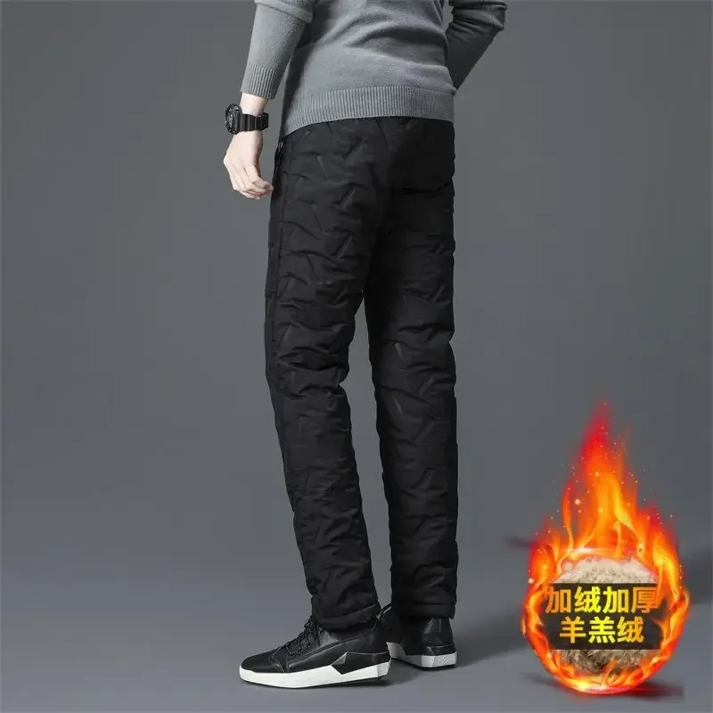 2023 Winter Lambswool Warm Pants Thicken Men Loose Jogger Fleece Pants Casual Long Track Windproof Waterproof Thermal Trousers