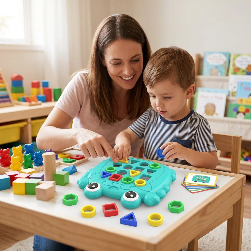 

Настольная игра для двоих игроков на сопоставление геометрических фигур, тренажер для развития внимания, с тематикой крабов, развивающая игрушка для взаимодействия родителей и детей