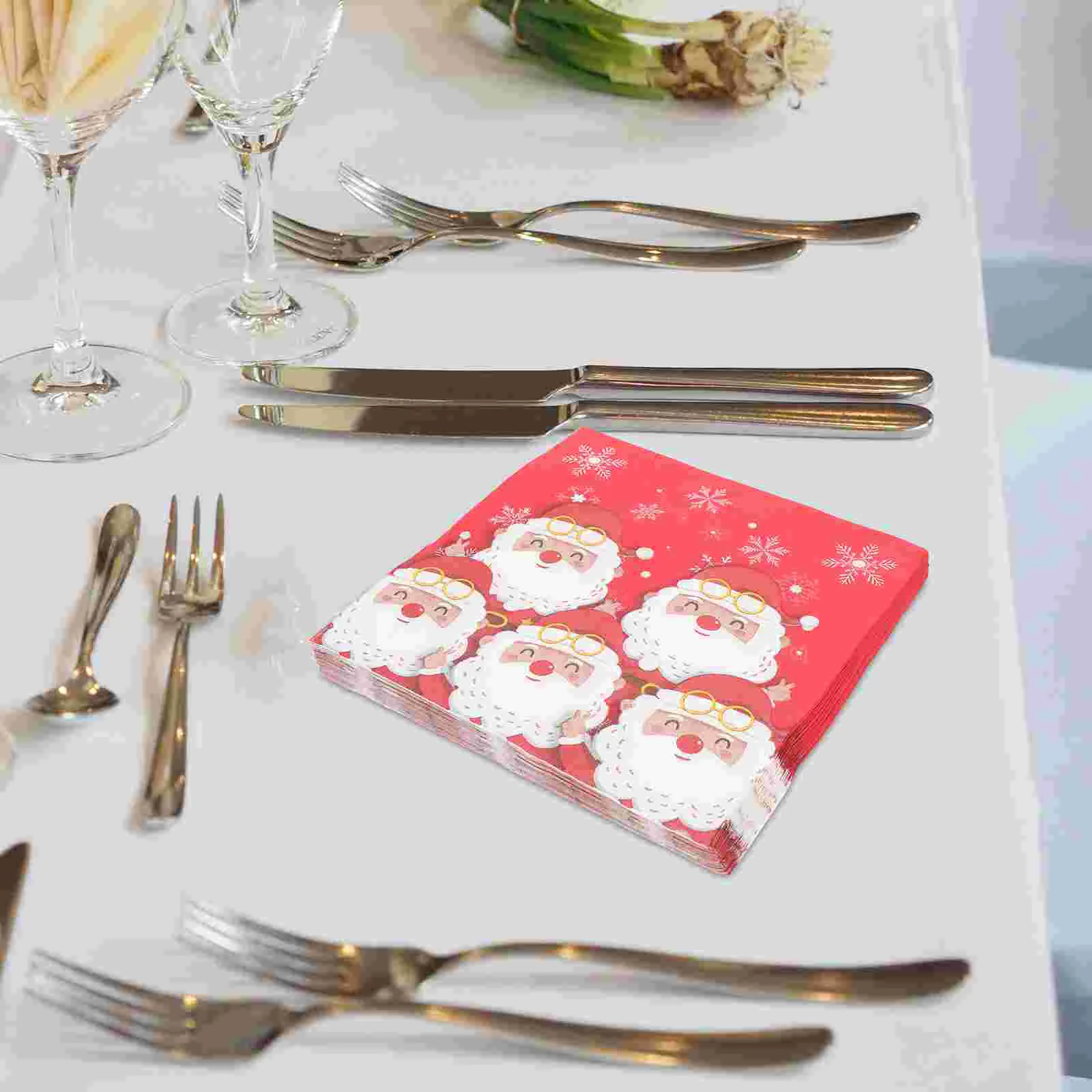 Serviettes de table en papier cocktail, essuie-mains de Noël, décoration de fête, vacances, 40 pièces