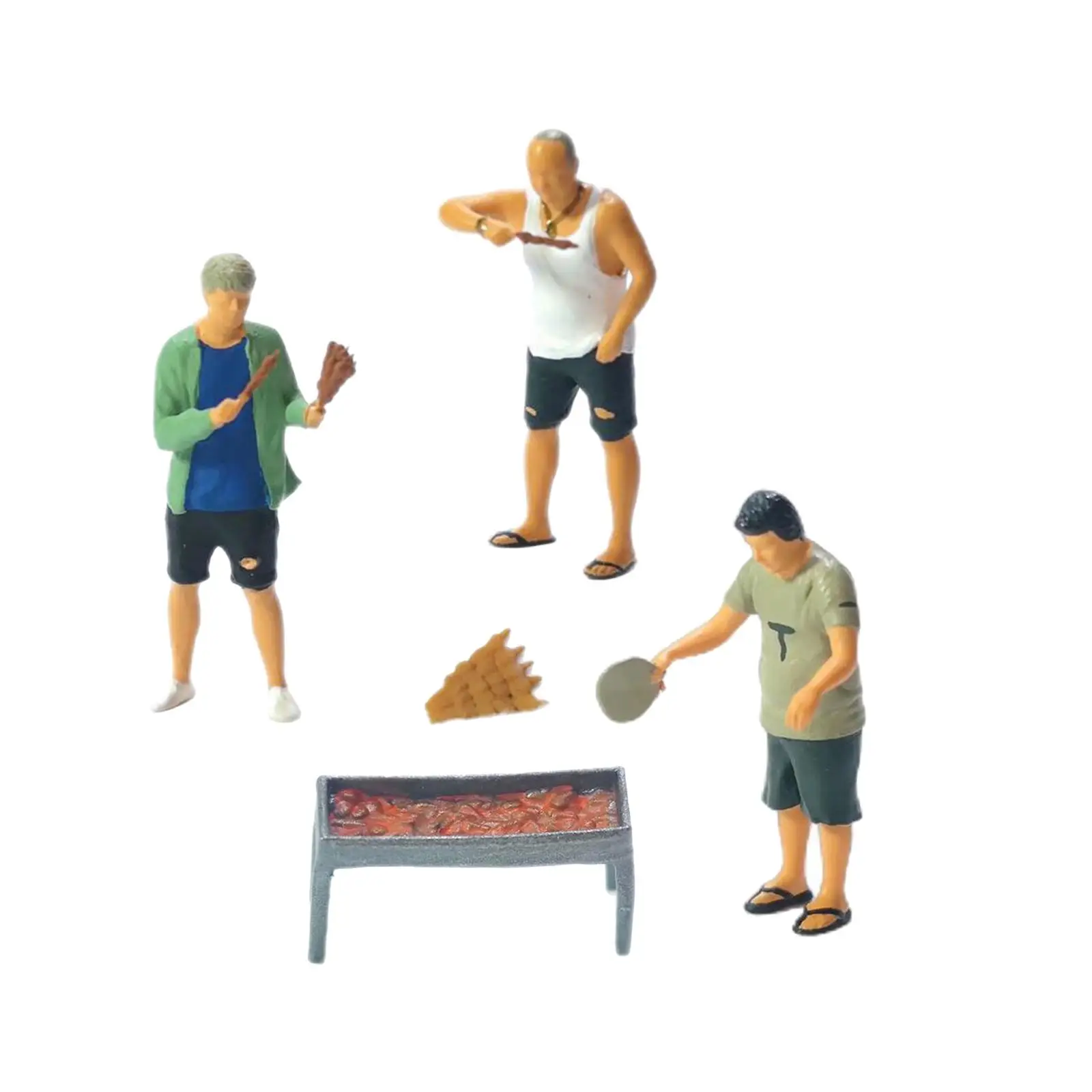 5 Pieces 1:64 Scale Tiny BBQ People Set Resin Figurines Diorama Scenery Miniature Decoration