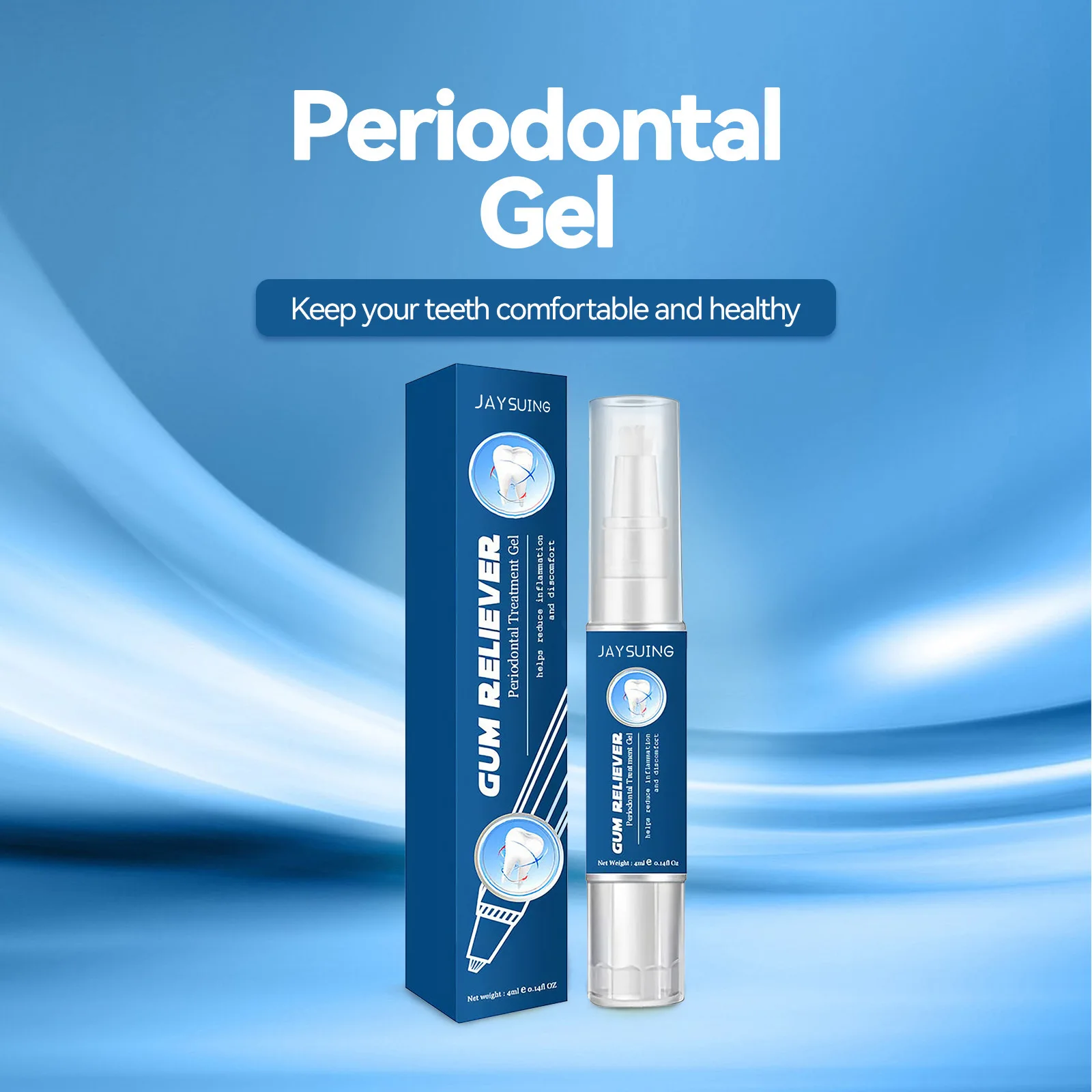 Gel antiséptico calmante para tratamiento de encías inflamadas, tejido de la boca transitorio, de la boca ulceria, abrasiones del palillo de la lengua, Blanqueador Dental