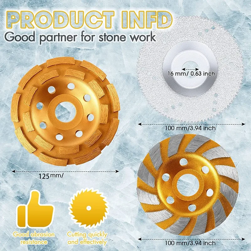 Diamond Cutting Disc Saw Cutter Double Row Grinding Wheel For Sanding And Polishing Of Masonry Stone Marble Granite