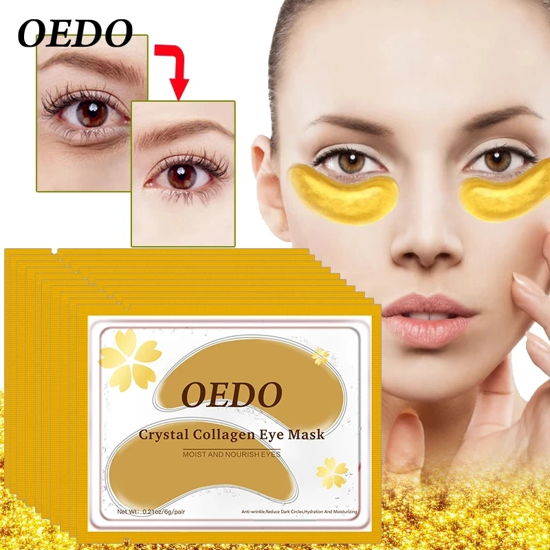 2021 New Packaging Arrivals Dark Circle Eye Masks Skin Care Moisturizing 2Pairs Anti Wrinkle Gold Crystal Collagen Eye Mask