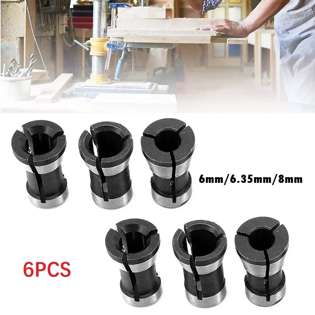 

6Pcs 6/6.35/8mm Collet Adapter For Trimming Machine & Engraving Machine Router Bit Collet Chuck Power Tool Accessories