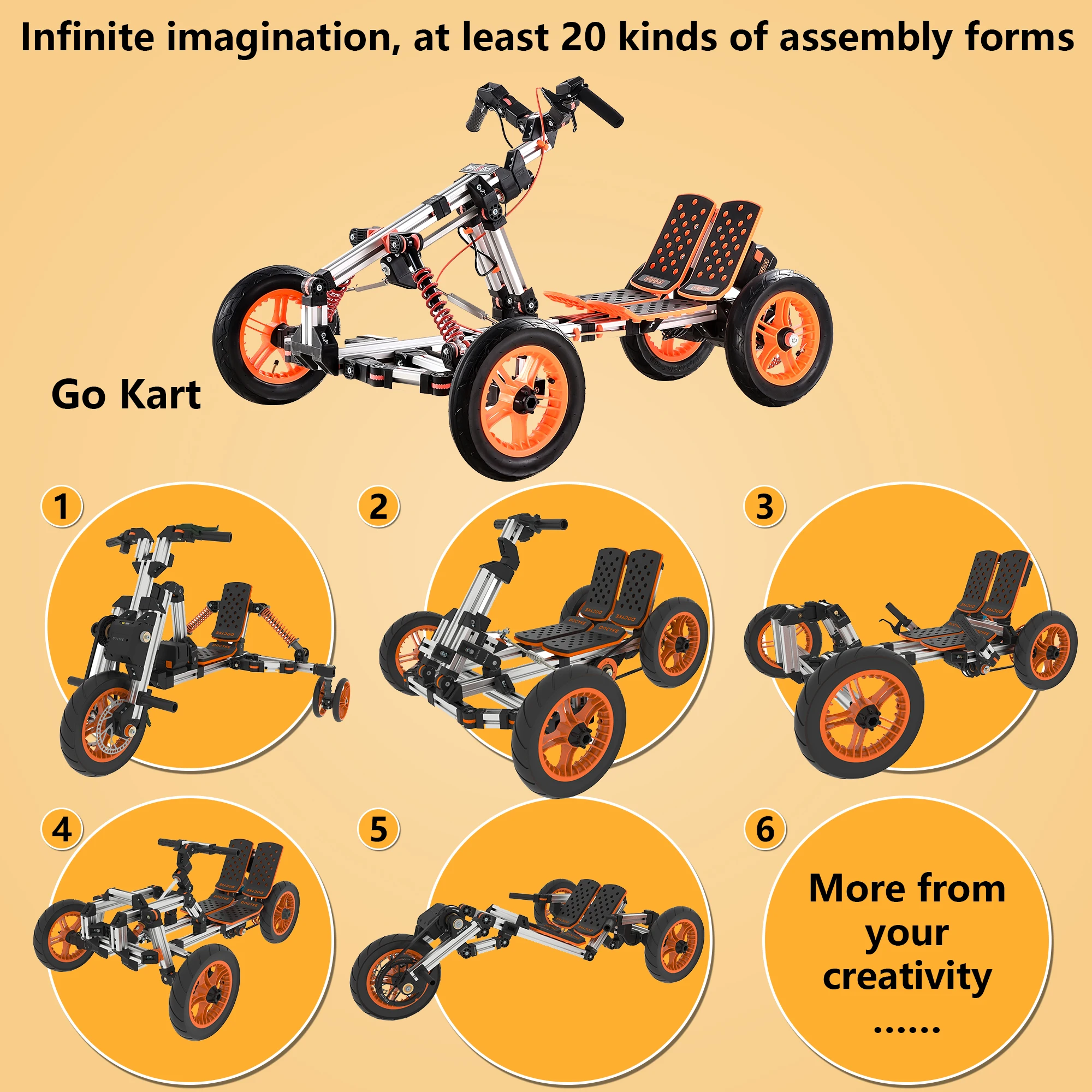 Kart de innovación eléctrica de material de alta resistencia, diseño Modular, más de 20 tipos de métodos de montaje, adecuado para spo al aire libre