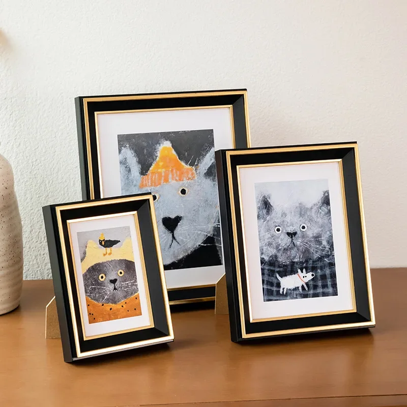 European Photo Frame 6/7/8/10in/A4 High-grade Wedding Retro Picture Frame Stand for Wall Home Desktop Decor Gift