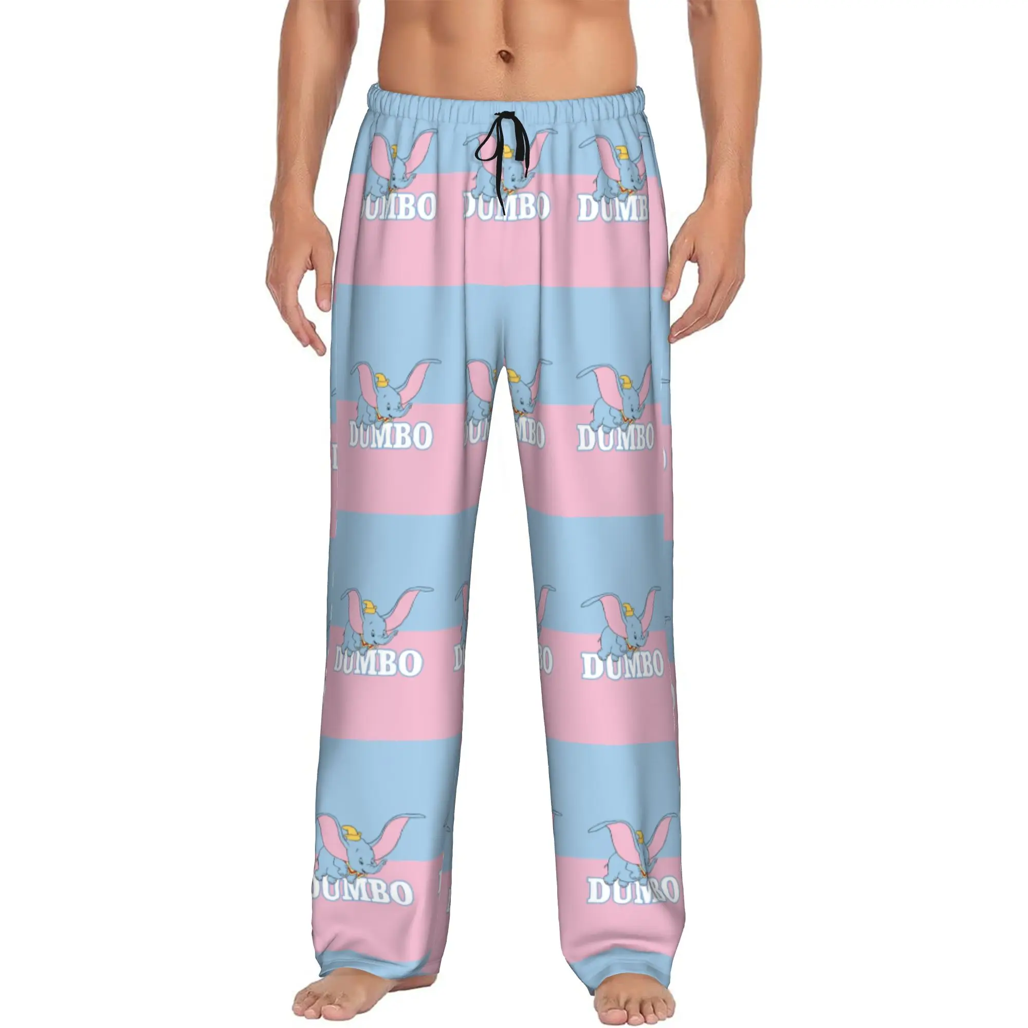 Custom D-Dumboes Cartoon Pajama Pants Men's Cute Elephant Lounge Sleep Stretch Sleepwear Bottoms with Pockets