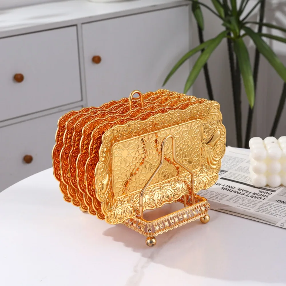 3D Embossed Metal Serving Trays Iron Lightweight Cake Dessert Plates Ring Earrings Storage Reusable Jewelry Storage Plate