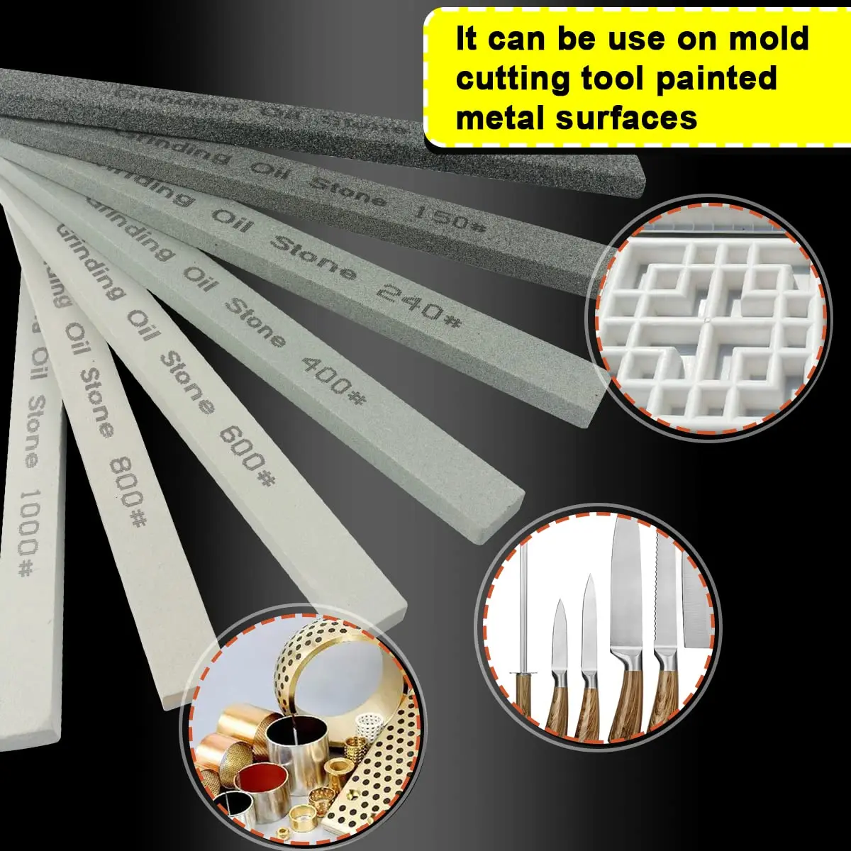 7pcs Sharpening Stone Knife Whetstone Set Green Silicon Carbide Oil Stone Honing Stone 80# 150# 240# 400# 600# 800# 1000#
