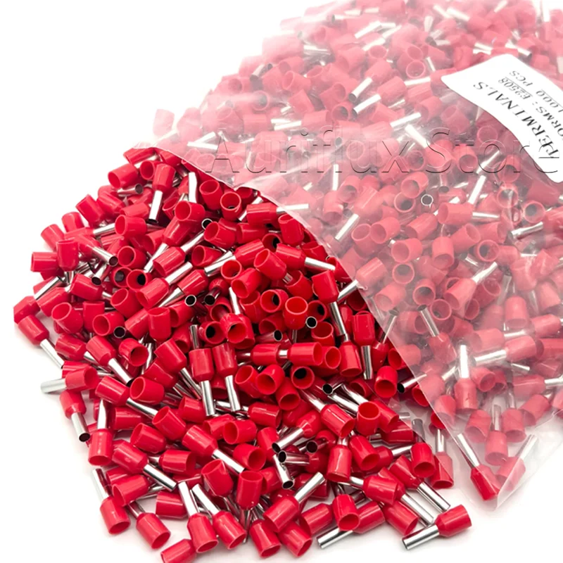 RED Nylon-Insulated Cord End Terminals Wire Ferrules AWG 24 to 1/0 (0.3-50mm²) Copper Crimp Connectors Pins