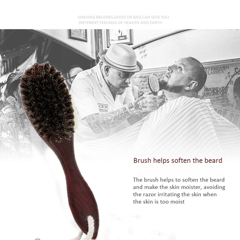 Horse Hair Wave Hair Beard Brush Hair Comb Wooden Handle Large Curved Comb Men Natural Hair Combs Hair Styling Tools