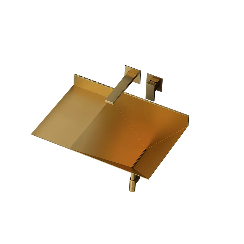 

Washing table Wall-mounted stainless steel gold wash basin Bathroom