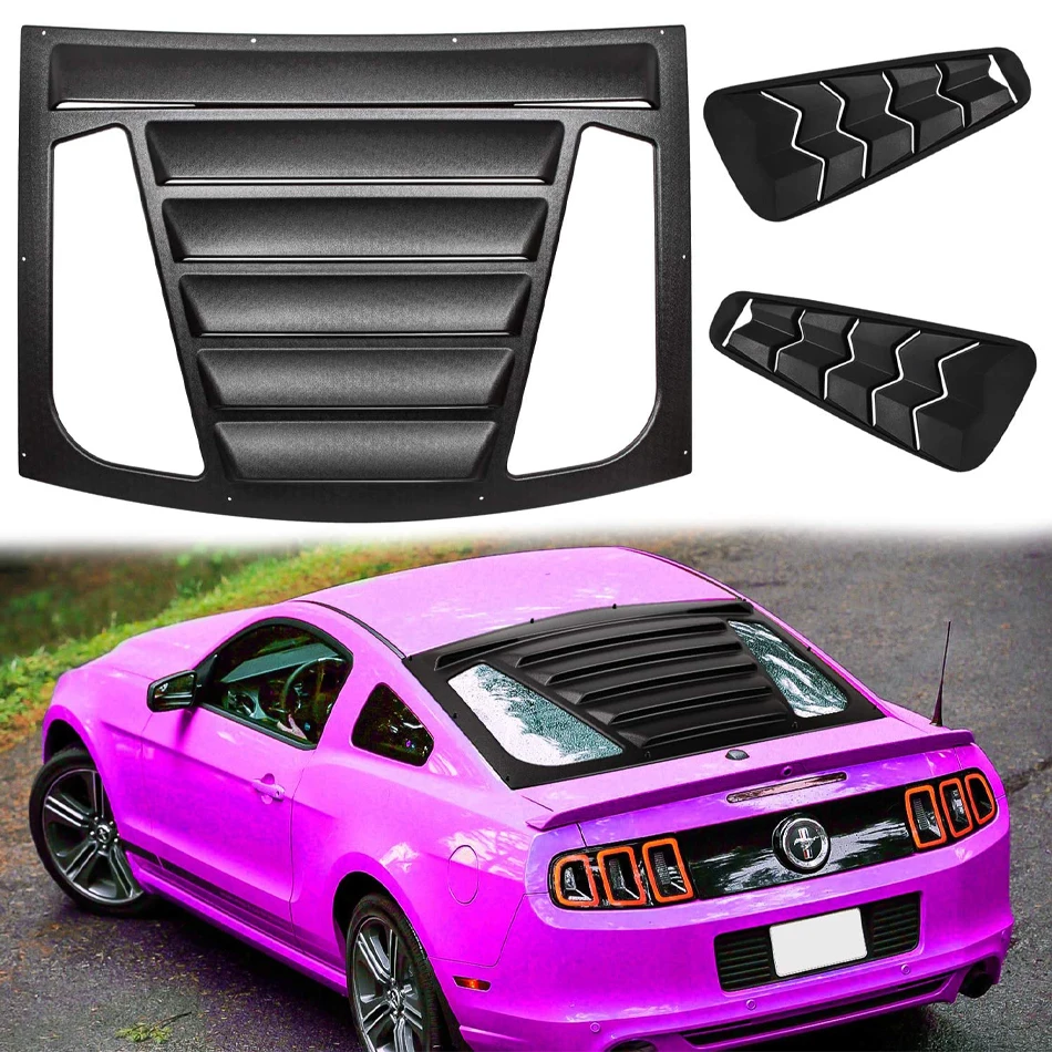 TENG MILE Rear and Side Window Louvers Sun Shade Cover in GT Lambo Style for Ford Mustang 2005-2014 V6 V8