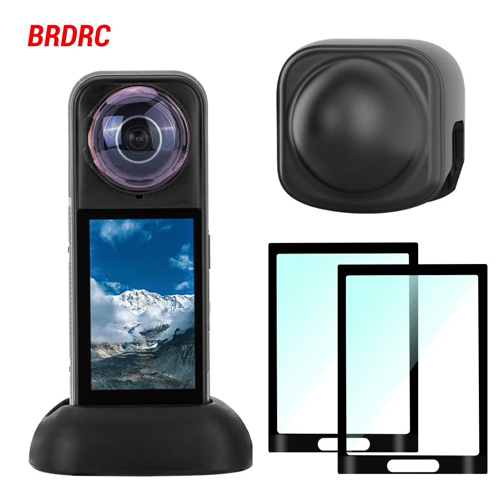 

Flymile X5 Protector Set for Insta360 X5/X4 Accessories Silicone Lens Cover Desktop Fixed Base Screen Tempered Film