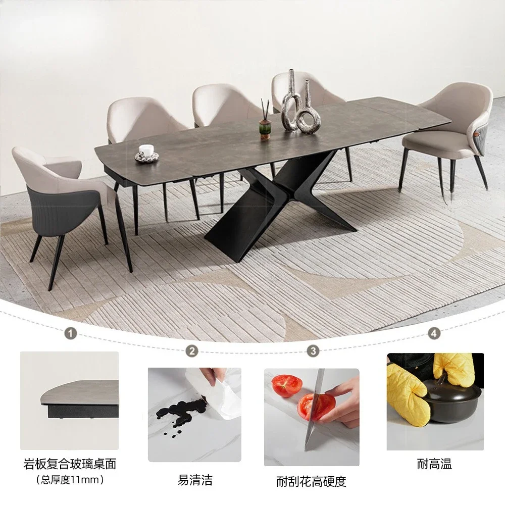 Italian telescopic dining table Modern simple small apartment household high-end light luxury rectangular