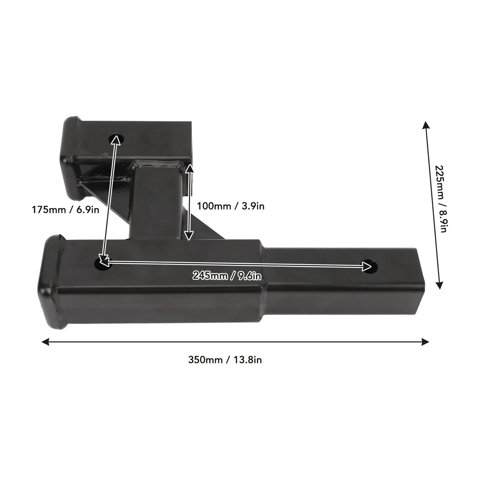 Стальной удлинитель сцепного устройства прицепа N, диапазон расширения 9,65 дюйма, черный адаптер удлинителя сцепного устройства для автомобиля, внедорожника, пикапа, автофургона с 2-дюймовым буксировочным портом