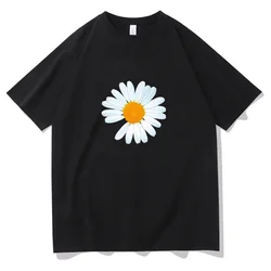 Korean Style Little Daisy Print T-shirt Summer Short Sleeves Sweatshirt Hip Hop Streetwear y2k Vintage Unisex Tshirt Fans Gift