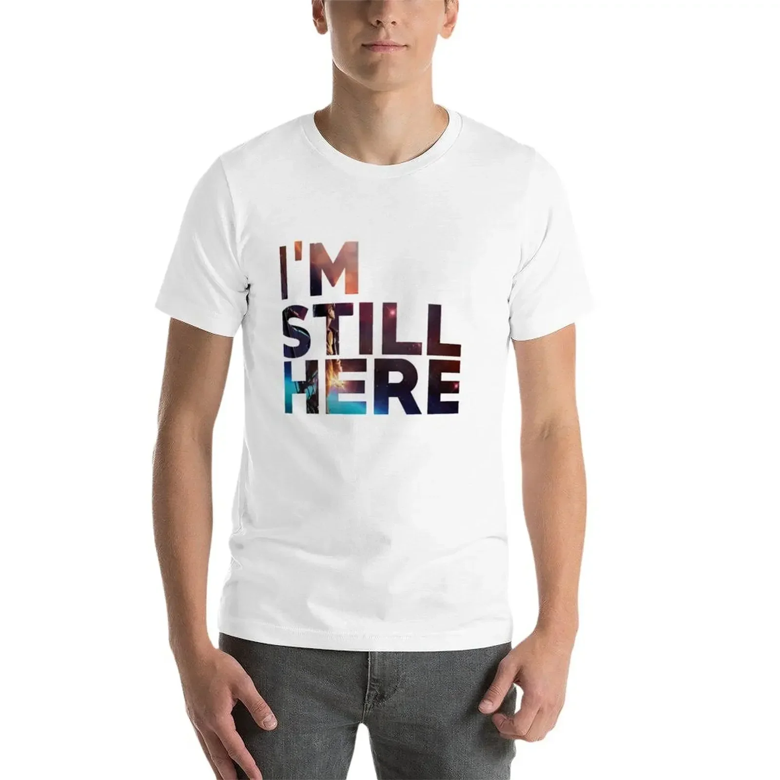 أنا لا يزال هنا - تي شيرت كوكب الكنز تي شيرت كبير الحجم تي شيرت مخصص للرجال من القطن