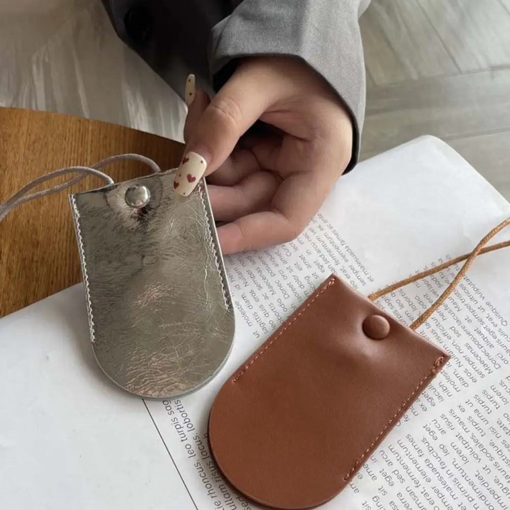 Mini Halter Key Bag PU Leather Retro Simple Style Access Bag Pendant Pull out Type Neck Hanging Key Bag