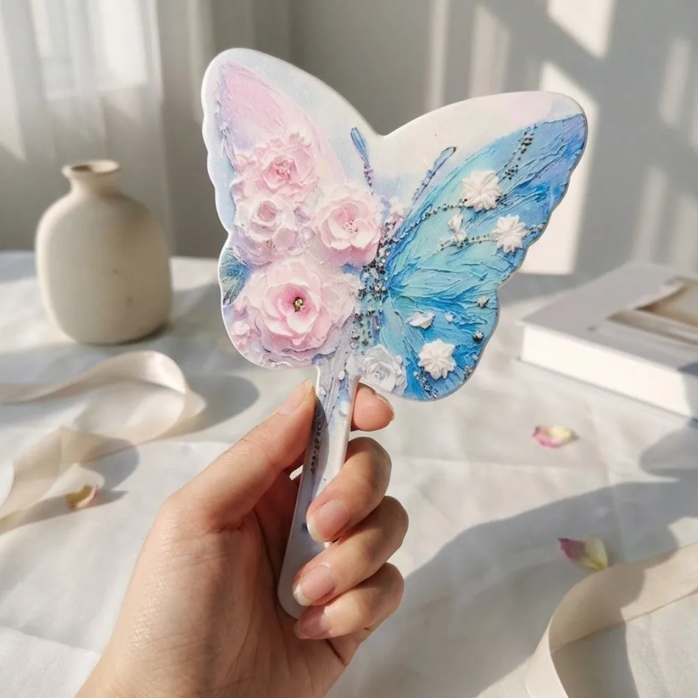 High-definition Handheld Makeup Mirror Ins Style Creative Portable Beauty Mirror True Imaging Portable Butterfly Shaped Mirror