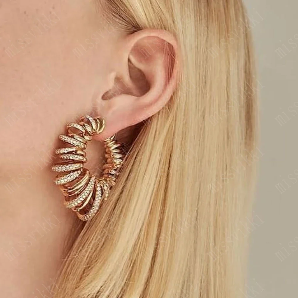 

Missvikki New Trendy Big Hoop Earrings For Shiny Gorgeous Women Bridal Wedding Engagement Anniversary Party Show Earrings Gift
