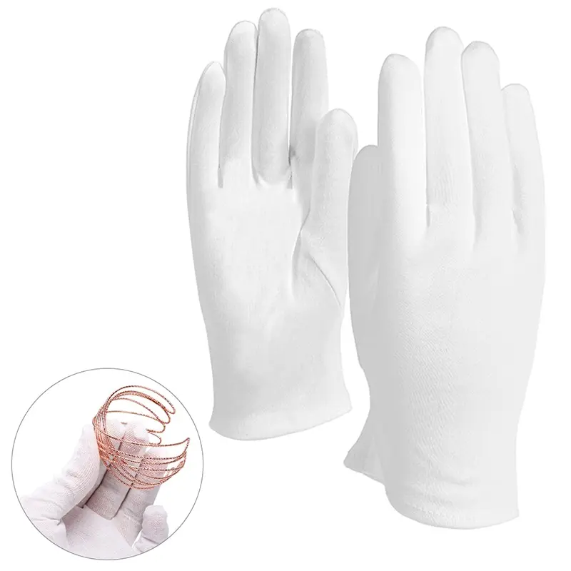 

8PCS= 4Pairs White Cotton Gloves Soft Thin Coin Jewelry Inspection Work Gloves