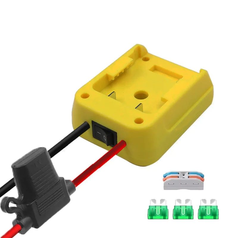 

Power Wheels Adapter For Dewalt 20V Lithium Battery DCB206 Case Switch Fuse Wire Terminals 12AWG DIY Ride On Truck RC Car Toys