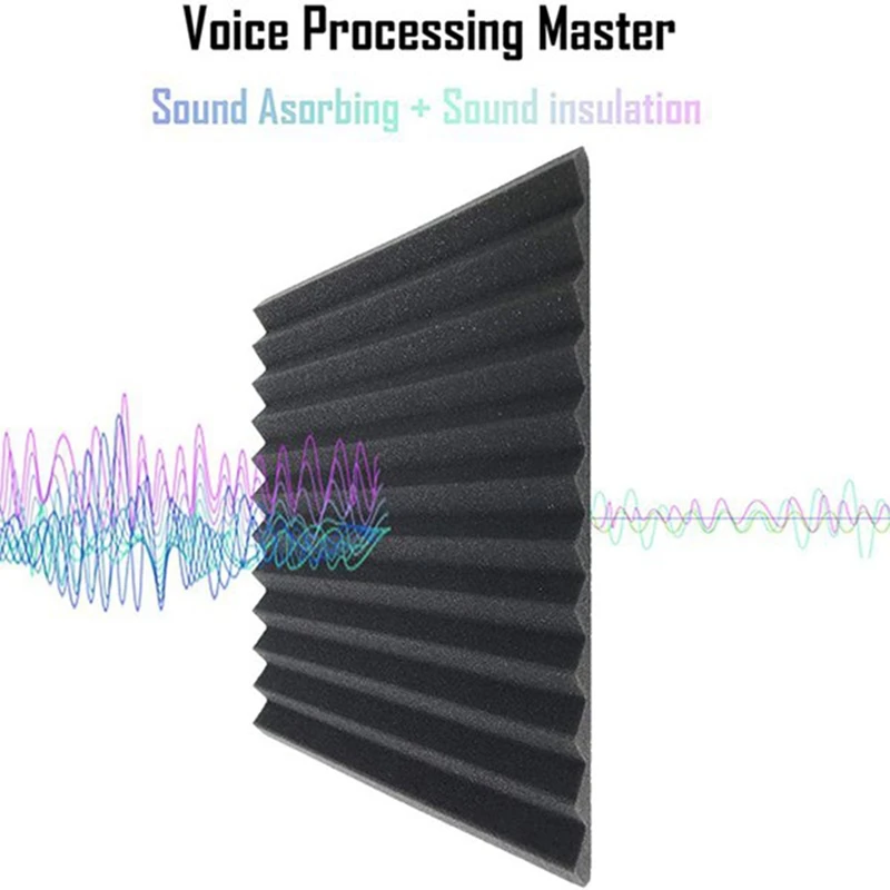 48 Pcs Sound Insulation Board Acoustic Panel Studio Foam Wedge Fireproof Soundproof Cushion Wall Board,2.5 X 30 X 30Cm