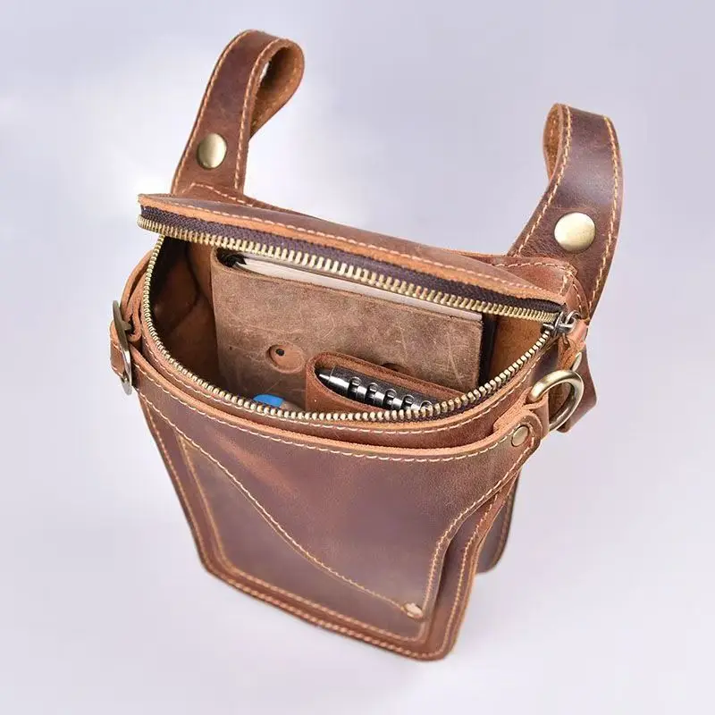 Vintage Pferdeleder-Handytasche, Kopfteil aus Rindsleder, Schlüsseltasche, personalisiertes Anhänger-Accessoire – Detail 10