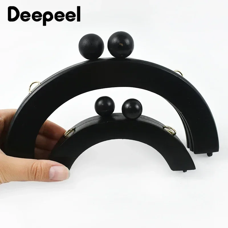 Deepeel Wooden Bag Handle 14/20cm Purse Frames Kiss Clasp for Handbags Wallet DIY Handmade Sewing Brackets Bags Accessories