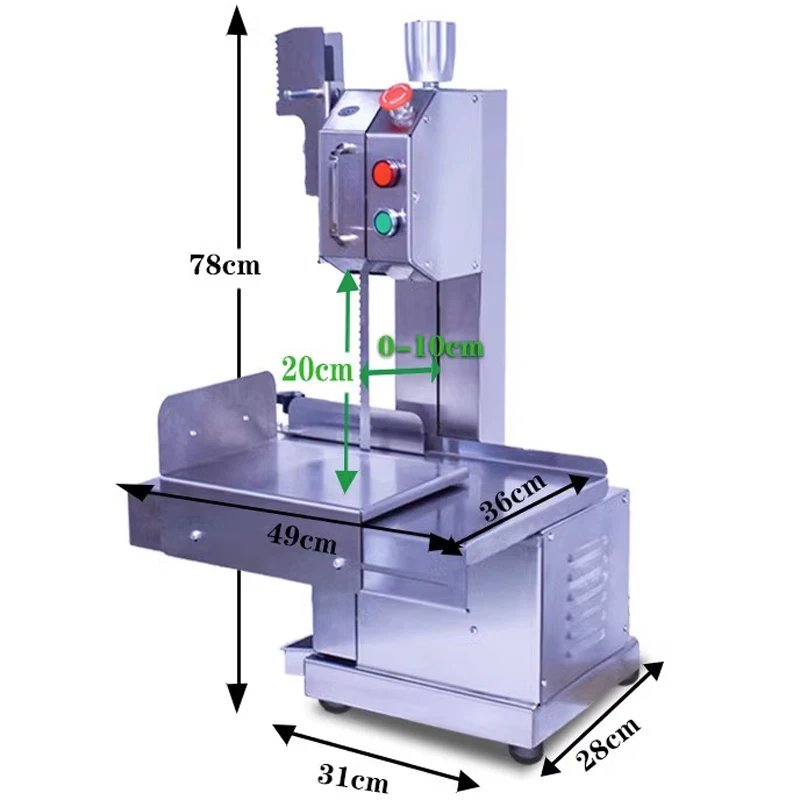 Automatic Meat Bone Saw Cutting Machine 850W With Sliding Table Whole Body Stainless Steel For Commercial Desktop Supermarket