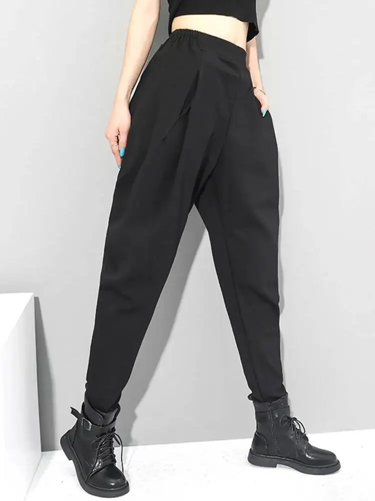 

Black High Elastic Waist Brief Long Harem Trousers New Loose Fit Pants Women Fashion Spring Autumn 2026 1DUP
