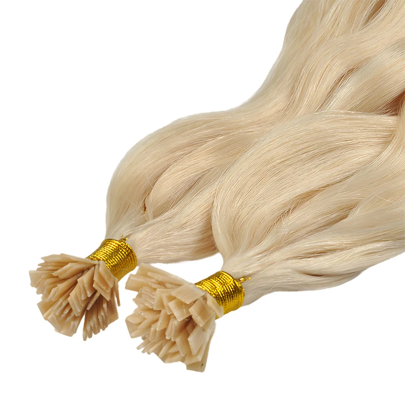 Flat Tip Hair Extensions Real Human Hair Natural Fushion Hair For Women Tip Keratin Human Hair Extensions Ombre Blonde Color