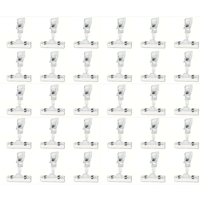 30pcs Clear Plastic Price Tag Holders for Retail Display Office & Supermarket Strong Grip Clips for Advertising Product Labels