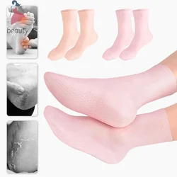 1pair Feet Care Long Gel Socks Moisturizing Silicone Gel Socks Foot Skin Care Hand Protectors Anti Cracking Spa Home Use