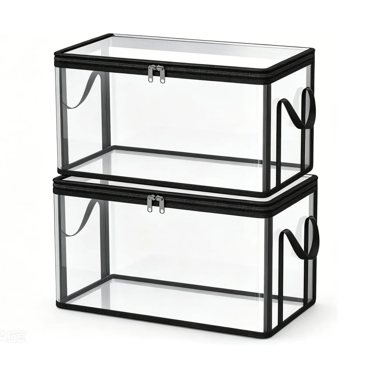 2 Stück Große Transparente Dicke Aufbewahrungstasche mit Klappdeckel Kleider-Organizer Spielzeug-Aufbewahrungstasche Perfekt für Zuhause, Camping, Reisen, Umzüge – Detail 1