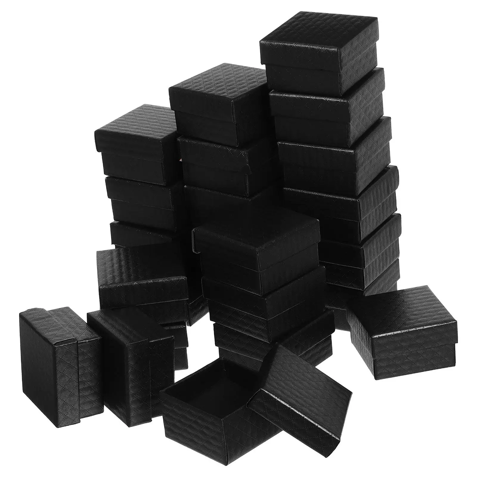 

24Pcs Texture Jewelry Box Square Cardboard Presentation Box with Foam Liner for Rings Earrings Pendants Necklaces