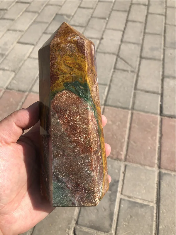Natural Gemstone Wand Feng Shui Healing Folk Crafts Crystal Tower Obelisk Ocean jasper Quartz Crystal Point