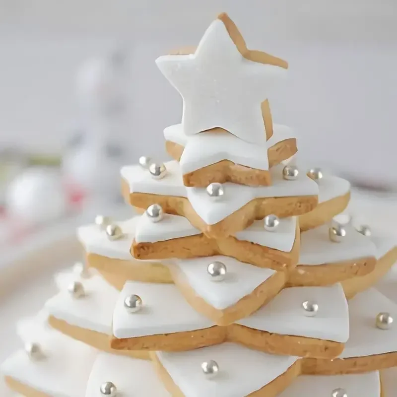 

6pcs/ Set Christmas Tree Christmas Cookie Mold Kindergarten Pentagon Tree DIY 3D New Year Biscuits Gingerbread Mould Maker