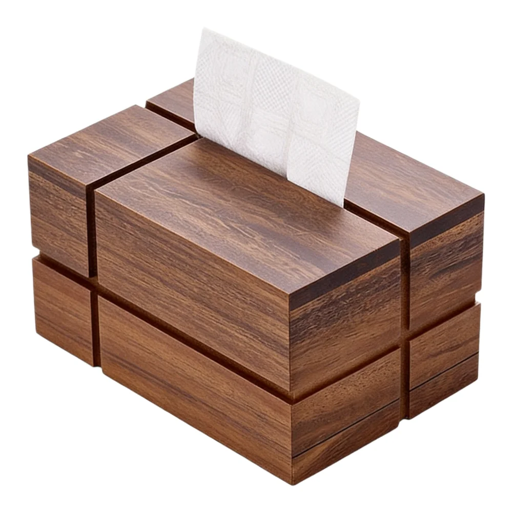 Discreet Tissue Storage Box Living Room Storage Wooden Tissue Holder Brown Walnut Tissue Box Versatile Home Decor